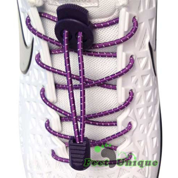 Lacets élastiques violet à rayures avec lock